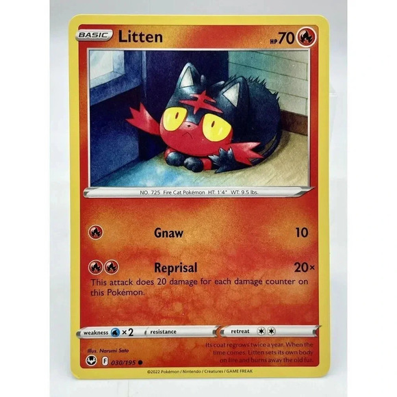 Litten 030/195 Sword &‎ Shield: Silver Tempest Non-Holo Pokémon TCG LP/NM - Picture 1 of 6